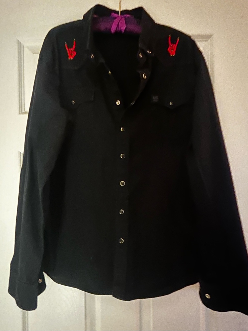 Black Western Shirt w/ Red Embroidered Accents from The Last Podcast on the Left